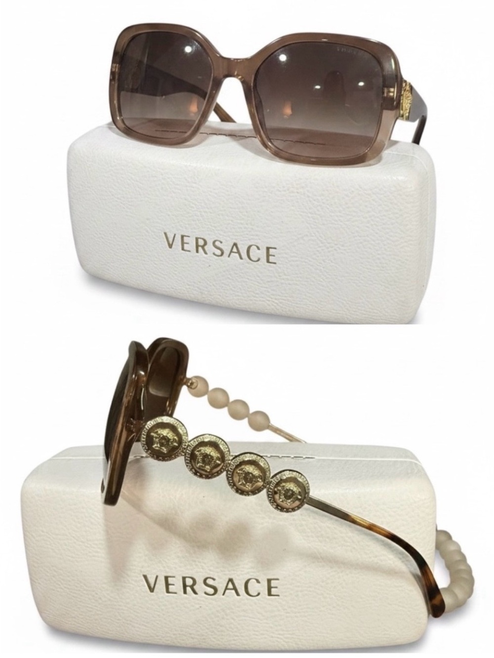 Versace Gold Medusa Sunglasses with Brown Lenses
